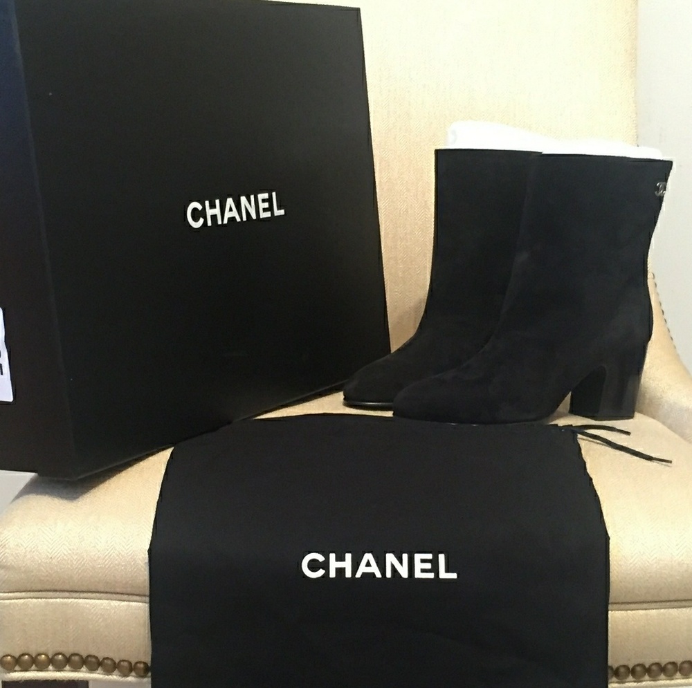 Chanel Black Suede Boots